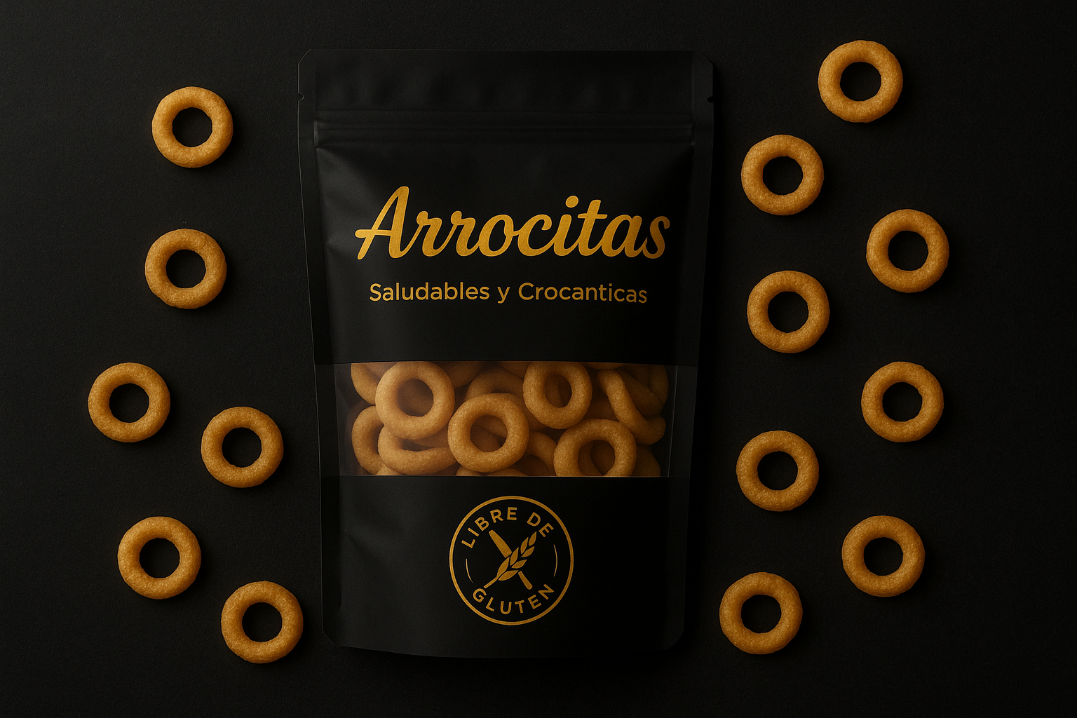 Snack de arroz crujiente y saludable